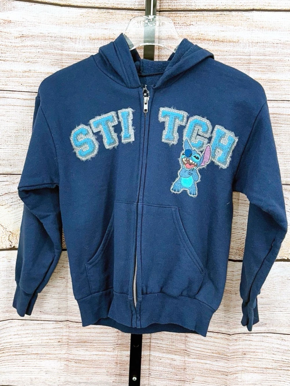 Disney Parks Navy Blue Zip-Up Hoodie with Stitch Size M